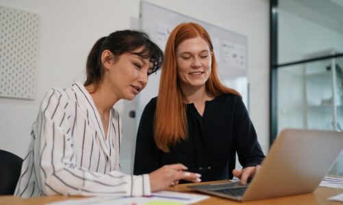Young businesswoman working in office
