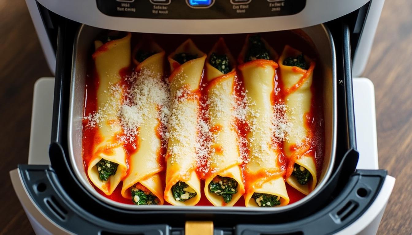 découvrez des recettes savoureuses de cannelloni préparés à l'air fryer, avec des variations pour satisfaire tous les palais et toutes les envies.
