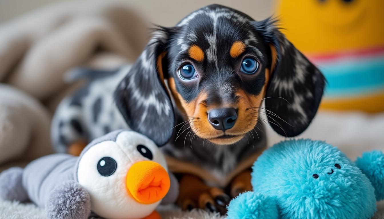 explorez l'origine fascinante et l'histoire unique des teckels arlequin aux yeux bleus, une race au pelage distinctif et au regard captivant.