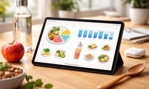 Nutrition : tracker hydratation et repas sur tablette Samsung, workflow