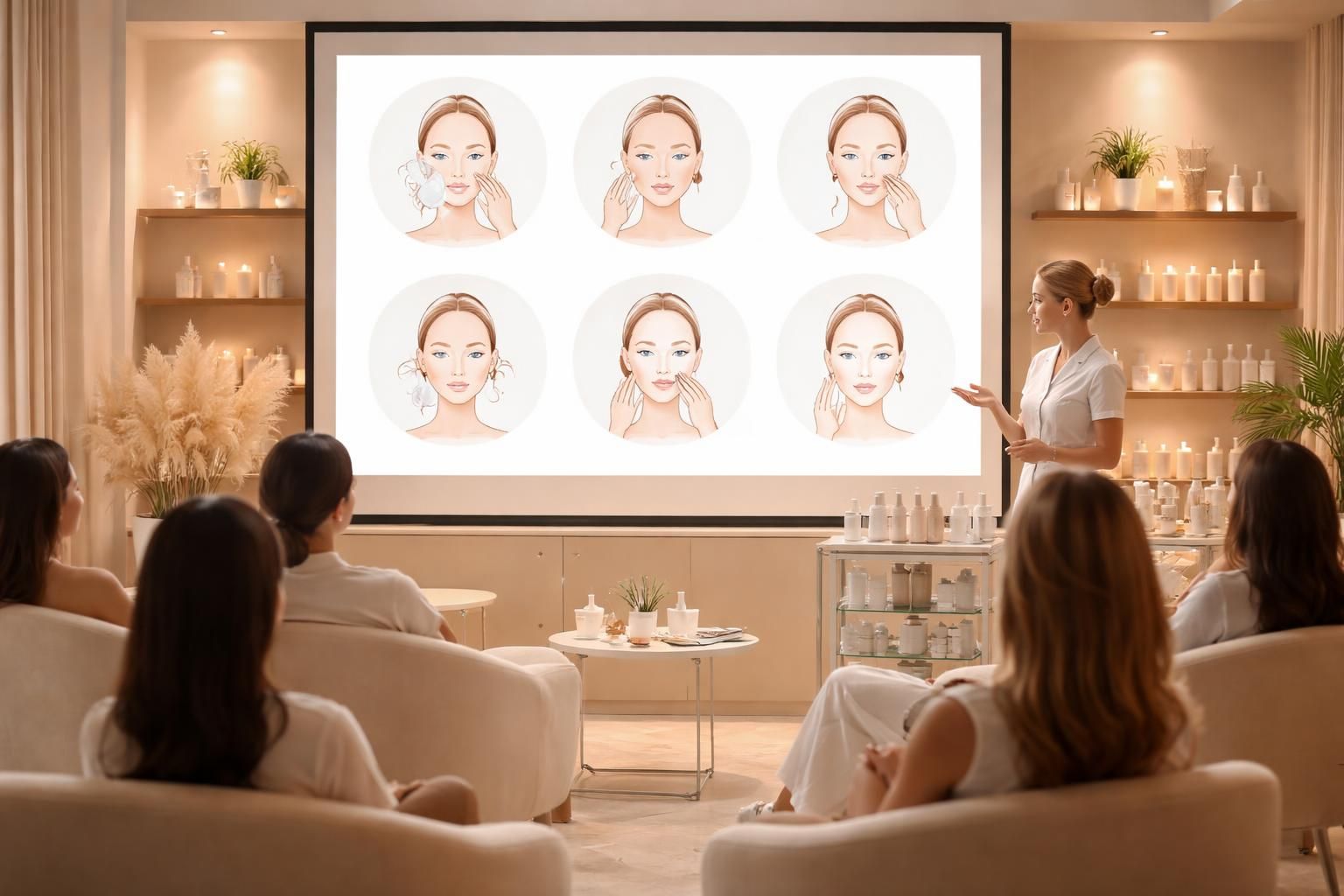 découvrez comment un écran de projection en institut de beauté guide chaque étape de votre soin pour une expérience claire et personnalisée.