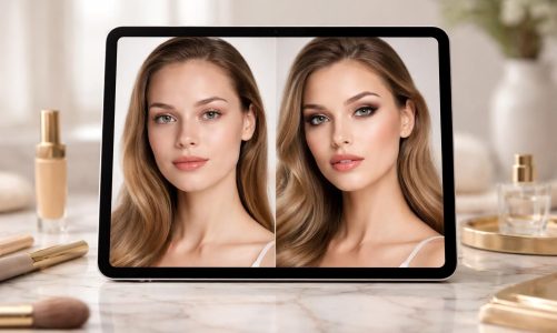 découvrez un book maquillage avant/après professionnel accessible dès l'accueil sur ipad, idéal pour présenter vos transformations avec style et efficacité.